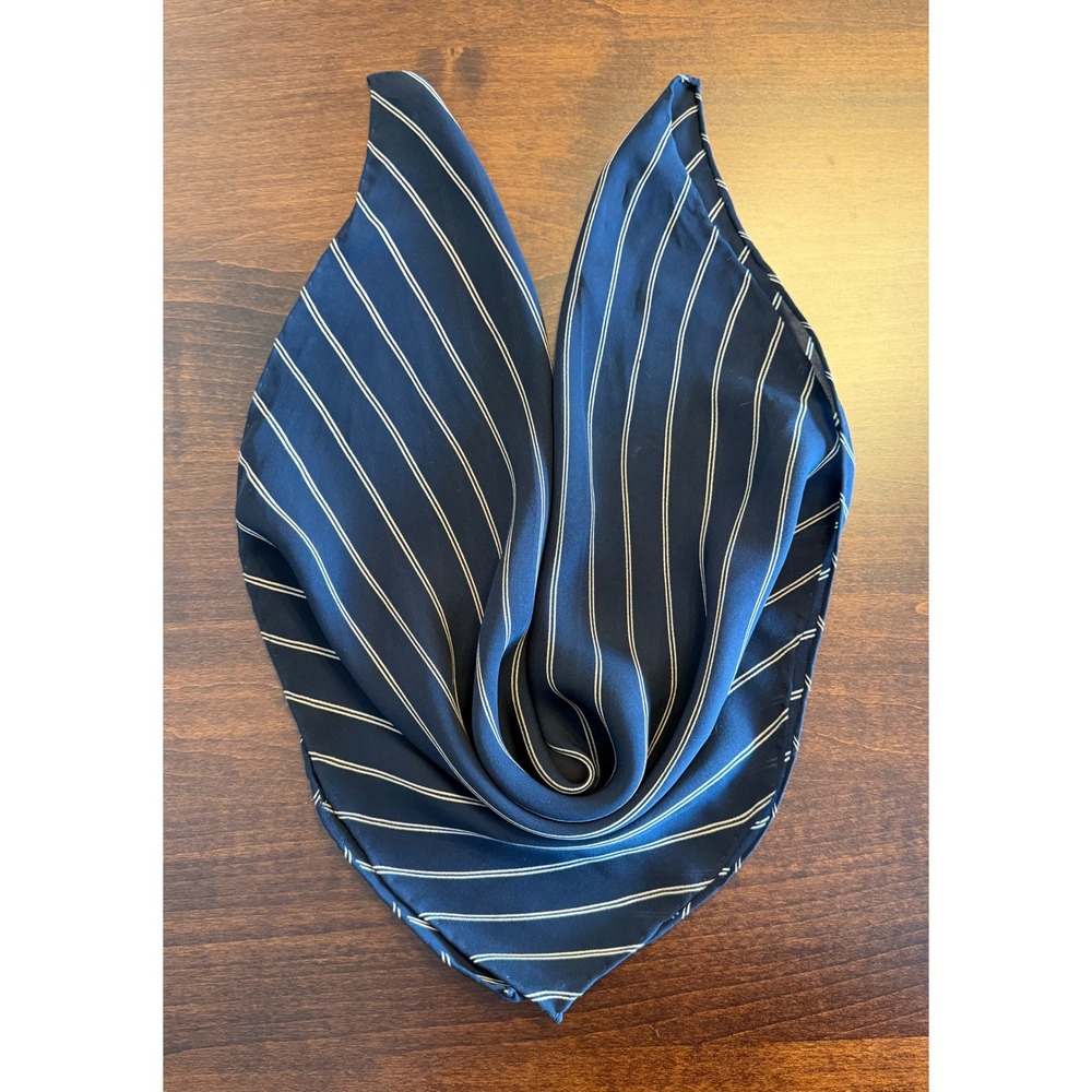 Vintage Black‎ Tan Wabash Pencil Stripe 20" Square Scarf Neckerchief